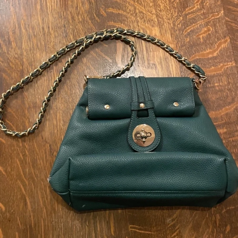 Vintage Crossbody Forest Green Leather Bag - Picture 1 of 8